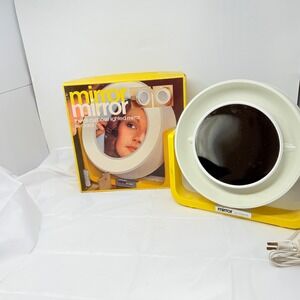VTG MCM 70s Clairol Lighted Makeup Mirror & Magnifying Side Yellow  Funky works